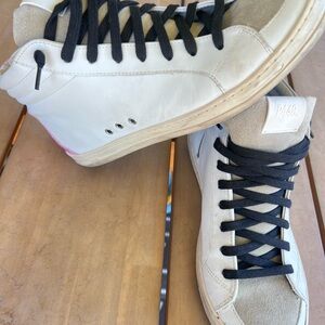 P448 Women’s White, Black and Pink High-Top Sneakers